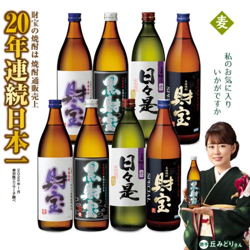 B2-22142／【麦焼酎】5合瓶 4種8本 温泉水 財宝 鹿児島 焼酎 お酒 2537200 - 鹿児島県垂水市
