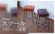 スツール(ダークブラウン)本革 アイアン ハンドメイド 家具