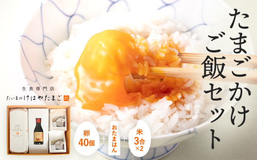たまごかけご飯セット 卵40個入り ／ たいまのけはやたまご 卵 たまごかけご飯 おたまはん お米 生卵 奈良県 葛城市【tegg006】  2538806 - 奈良県葛城市