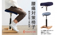 腰痛対策椅子　バランス　シナジー　ラウンドシート織柄ブルー(専用カバー：ネイビー)