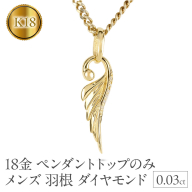 ネックレス 18金 18k メンズ フェザー 羽根 喜平用 ダイヤモンド ペンダントトップ 大ぶり 羽 イエローゴールドK18 ゴールド シンプル ジュエリー 普段 使い 190523100dym-e SWAA334-gd