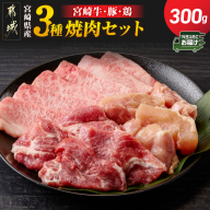 宮崎県産≪宮崎牛・豚・鶏≫3種の焼肉セット300g≪みやこんじょ快速便≫_AA-89-003-300g-R