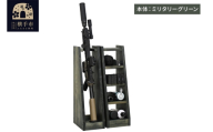 WOOD WORKS ライフルスタンド 1丁掛+マガジンラックセット【本体:ミリタリーグリーン】完成品 [WOOD WORKS ウッドワークス 日本製 ガンラック サバゲー ミリタリー ライフル エアガン 電動ガン ガスガン 飾る 収納 インテリア マガジン ラック military]