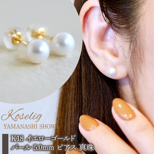 K18(18金) イエローゴールド パール 5.0mm ピアス 真珠 保証書付 SMK-TP5.0 SWAD100-tp5 2542504 - 山梨県昭和町