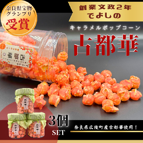 濃密体験！ 【古都華 キャラメルポップコーン】3個セット///古都華 ポップコーン スイーツ お菓子 プレゼント ギフト奈良県 広陵町 2543057 - 奈良県広陵町