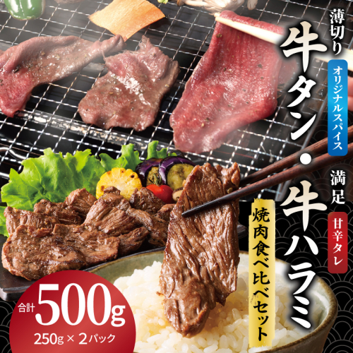 牛タン焼肉 オリジナルスパイス＆牛ハラミ甘辛 食べ比べ焼肉セット 合計500g（250g×2P） 099H4380 2544901 - 大阪府泉佐野市