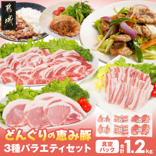 「どんぐりの恵み豚」3種バラエティ1.2kg(真空パック)_13-11-001 2545302 - 宮崎県都城市