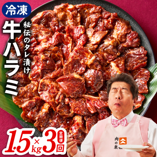 【定期便】牛ハラミ肉 1.5kg×全3回【小分け 300g×5P 秘伝の赤タレ 味付き 焼肉 訳あり サイズ不揃い 毎月配送コース】 099Z518 2547005 - 大阪府泉佐野市