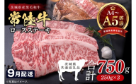 【2026年9月発送予定】最高級A4.A5ランク 常陸牛ロースステーキ750ｇ（250g×3）【人気肉 お肉 牛肉 和牛 黒毛和牛 国産黒毛和牛 ロース肉 ステーキ 国産牛 焼肉 焼き肉 バーベキュー BBQ A5 ブランド牛】(CR102-9)