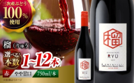 [母の日]赤ワイン 榴 〜りゅう〜 RYU 750ml×1本 赤 ワイン ギフト 三次産 ぶどう 葡萄 ブドウ ワインセット 日本ワイン 取り寄せ 送料無料 広島 三次 酒 記念日 産地直送 飲み比べ セット 国産 お酒 酒 洋酒 フルーツ フルーティ 記念日 お祝い 誕生日 父の日 敬老の日 母の日 クリスマス 三次市 / 広島三次ワイナリー [APAZ132]