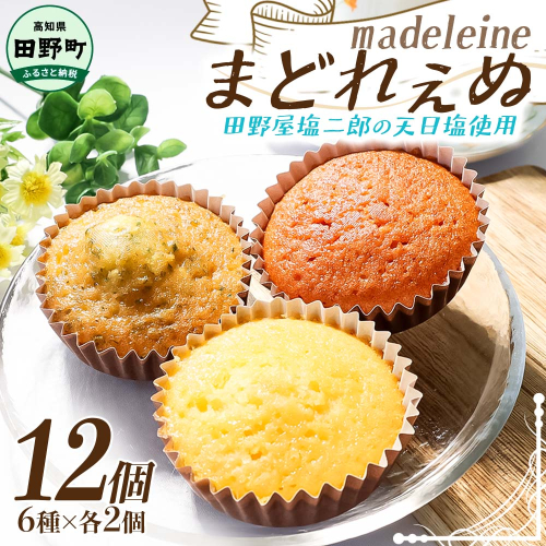 まどれぇぬ マドレーヌ 12個入り(6種×各2個) 田野屋塩二郎の天日塩使用 取り寄せ スイーツ デザート 完全天日塩 おやつ お菓子 洋菓子 焼き菓子 プレゼント 個包装 お取り寄せスイーツ 配送 高知 返礼品 2551362 - 高知県田野町