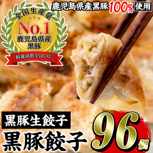 No.429-n 鹿児島黒豚使用の黒豚生餃子(計96個・12個入り×8P) 国産 九州産 ぎょうざ ギョウザ 冷凍 黒豚 豚肉 お肉 おかず【末永商店】 2551383 - 鹿児島県日置市
