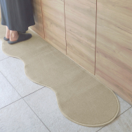 北欧風キッチンマット ラグマットタイプ 45×150cm ピーナッツ型 アッシュベージュ 抗菌防臭 SEK 織人しきもの屋工房 diw0001