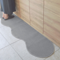 北欧風キッチンマット ラグマットタイプ 45×150cm ピーナッツ型 シルバーグレー 抗菌防臭 SEK 織人しきもの屋工房 diw0002