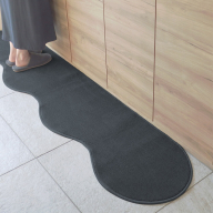 北欧風キッチンマット ラグマットタイプ 45×150cm ピーナッツ型 チャコール 抗菌防臭 SEK 織人しきもの屋工房 diw0005