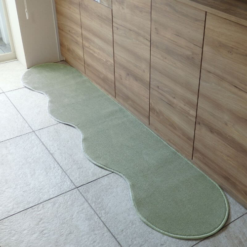 北欧風キッチンマット ラグマットタイプ 45×210cm ピーナッツ型 アッシュミント 抗菌防臭 SEK 織人しきもの屋工房 diw0045 2551758 - 大阪府泉佐野市