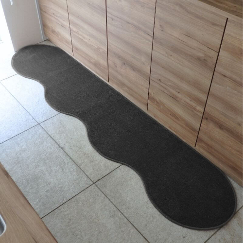 北欧風キッチンマット ラグマットタイプ 45×210cm ピーナッツ型 チャコール 抗菌防臭 SEK 織人しきもの屋工房 diw0047 2551760 - 大阪府泉佐野市