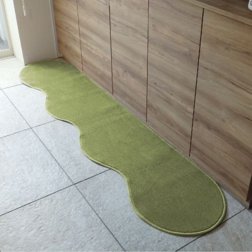 北欧風キッチンマット ラグマットタイプ 45×240cm ピーナッツ型 ピスタチオ 抗菌防臭 SEK 織人しきもの屋工房 diw0092 2551816 - 大阪府泉佐野市