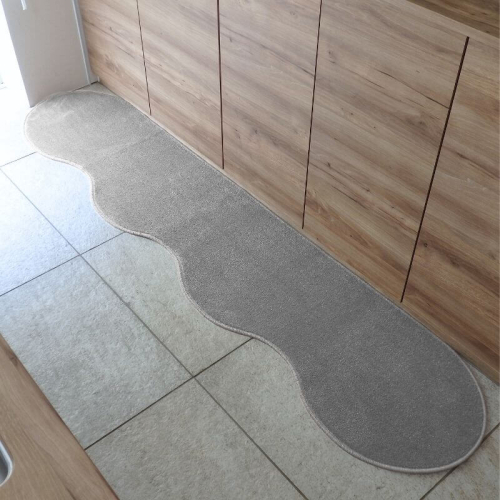 北欧風キッチンマット ラグマットタイプ 45×255cm ピーナッツ型 シルバーグレー 抗菌防臭 SEK 織人しきもの屋工房 diw0128 2551924 - 大阪府泉佐野市