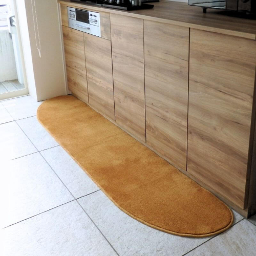 北欧風キッチンマット ラグマットタイプ 45×255cm ゆりかご型 オーカー 抗菌防臭 SEK 織人しきもの屋工房 diw0151 2551944 - 大阪府泉佐野市