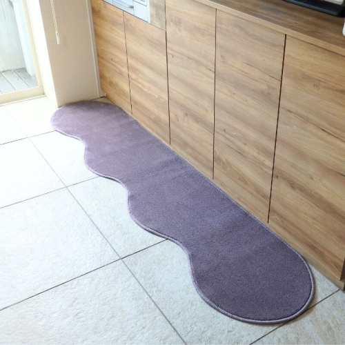 北欧風キッチンマット ラグマットタイプ 45×270cm ピーナッツ型 モーブ 抗菌防臭 SEK 織人しきもの屋工房 diw0181 2551969 - 大阪府泉佐野市