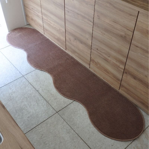 北欧風キッチンマット ラグマットタイプ 45×270cm ピーナッツ型 ココア 抗菌防臭 SEK 織人しきもの屋工房 diw0182 2551970 - 大阪府泉佐野市