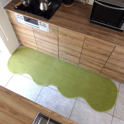 北欧風キッチンマット ラグマットタイプ 65×210cm ピーナッツ型 ピスタチオ 抗菌防臭 SEK 織人しきもの屋工房 diw0218 2552005 - 大阪府泉佐野市