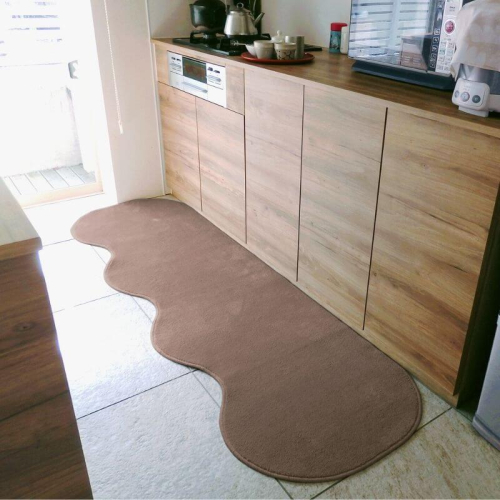 北欧風キッチンマット ラグマットタイプ 65×225cm ピーナッツ型 ココア 抗菌防臭 SEK 織人しきもの屋工房 diw0266 2552046 - 大阪府泉佐野市