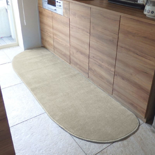 北欧風キッチンマット ラグマットタイプ 65×225cm ゆりかご型 アッシュベージュ 抗菌防臭 SEK 織人しきもの屋工房 diw0267 2552047 - 大阪府泉佐野市