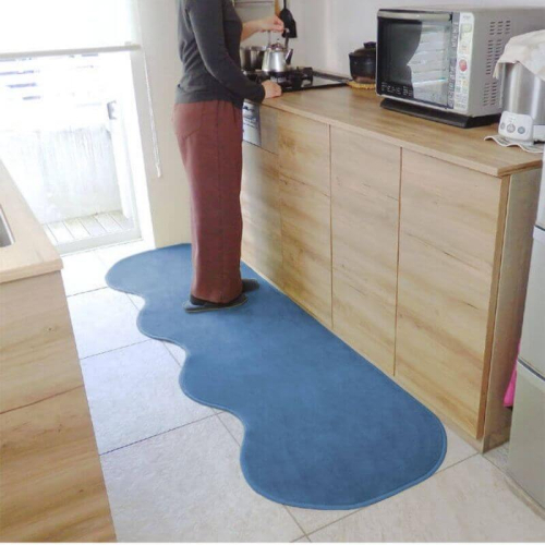 北欧風キッチンマット ラグマットタイプ 65×240cm ピーナッツ型 ブルームーン 抗菌防臭 SEK 織人しきもの屋工房 diw0298 2552079 - 大阪府泉佐野市