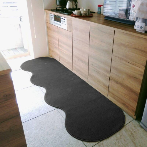 北欧風キッチンマット ラグマットタイプ 65×240cm ピーナッツ型 チャコール 抗菌防臭 SEK 織人しきもの屋工房 diw0299 2552080 - 大阪府泉佐野市