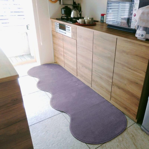 北欧風キッチンマット ラグマットタイプ 65×255cm ピーナッツ型 モーブ 抗菌防臭 SEK 織人しきもの屋工房 diw0349 2552123 - 大阪府泉佐野市