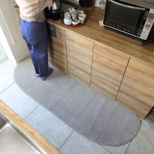北欧風キッチンマット ラグマットタイプ 65×255cm ゆりかご型 シルバーグレー 抗菌防臭 SEK 織人しきもの屋工房 diw0352 2552126 - 大阪府泉佐野市