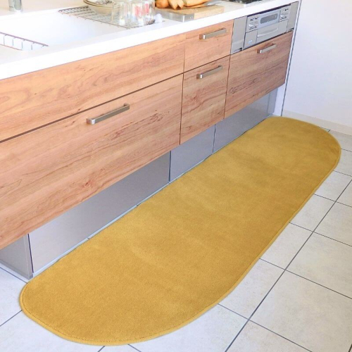北欧風キッチンマット ラグマットタイプ 65×255cm ゆりかご型 ゴールド 抗菌防臭 SEK 織人しきもの屋工房 diw0359 2552132 - 大阪府泉佐野市