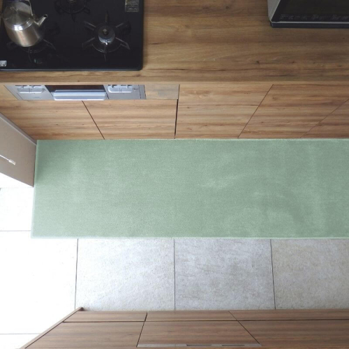 北欧風キッチンマット ラグマットタイプ 65×255cm ノーマル型 アッシュミント 抗菌防臭 SEK 織人しきもの屋工房 diw0367 2552139 - 大阪府泉佐野市