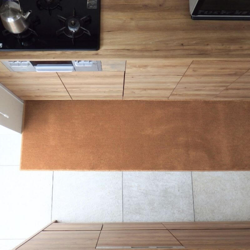 北欧風キッチンマット ラグマットタイプ 65×255cm ノーマル型 オーカー 抗菌防臭 SEK 織人しきもの屋工房 diw0375 2552153 - 大阪府泉佐野市