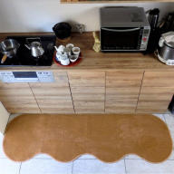 北欧風キッチンマット ラグマットタイプ 65×270cm ピーナッツ型 オーカー 抗菌防臭 SEK 織人しきもの屋工房 diw0389