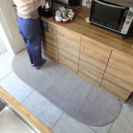 北欧風キッチンマット ラグマットタイプ 65×270cm ゆりかご型 シルバーグレー 抗菌防臭 SEK 織人しきもの屋工房 diw0394