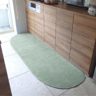 北欧風キッチンマット ラグマットタイプ 65×270cm ゆりかご型 アッシュミント 抗菌防臭 SEK 織人しきもの屋工房 diw0395