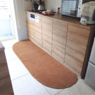 北欧風キッチンマット ラグマットタイプ 65×270cm ゆりかご型 オーカー 抗菌防臭 SEK 織人しきもの屋工房 diw0403