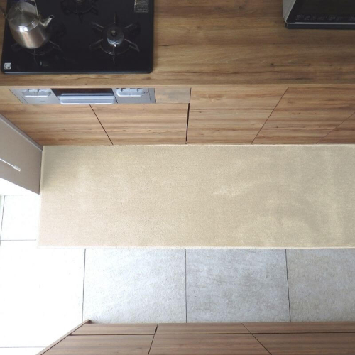 北欧風キッチンマット ラグマットタイプ 65×270cm ノーマル型 アッシュベージュ 抗菌防臭 SEK 織人しきもの屋工房 diw0407 2552180 - 大阪府泉佐野市