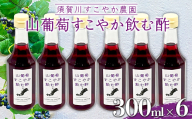 山ぶどうのさわやかな酸味 須賀川すこやか農園 山葡萄すこやか飲む酢 300ml 6本 ブドウ ぶどう 果実酢 フルーツビネガー ビネガー 食品 F7X-0813