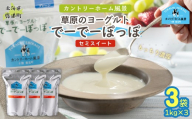セミスイート 草原のヨーグルト でーでーぽっぽ 1kg ×3 【 ふるさと納税 人気 おすすめ ランキング 牛乳 ヨーグルト 生乳 濃厚 クリーミー 手作り 北海道 十勝 鹿追町 送料無料】 SKB135