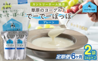 【定期6ヶ月】プレーン 草原のヨーグルト でーでーぽっぽ 1kg ×2 【 ふるさと納税 人気 おすすめ ランキング 牛乳 ヨーグルト 生乳 濃厚 クリーミー 手作り 北海道 十勝 鹿追町 送料無料 】 SKB149