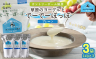 プレーン 草原のヨーグルト でーでーぽっぽ 1kg ×3 【 ふるさと納税 人気 おすすめ ランキング 牛乳 ヨーグルト 生乳 濃厚 クリーミー 手作り 北海道 十勝 鹿追町 送料無料 】 SKB151