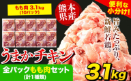 うまかチキン 全パックもも肉セット(計1種類) 合計3.1kg [3-7日以内に出荷予定(土日祝除く)]冷凍 小分け 訳あり 訳アリ 訳あり鶏肉 訳アリ鶏肉 訳ありモモ肉 訳ありもも肉 訳アリモモ肉 訳アリもも肉 訳ありチキン 訳アリチキン 冷凍鶏肉 冷凍とり肉 冷凍もも肉 国産 国産鶏肉 国産とり肉 九州産 九州産鶏肉 九州産とり肉 国産もも肉 九州産もも肉 熊本 熊本産 熊本産鶏肉
