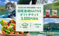 四尾連湖 NATIVEギフトチケット3,000円券　native surf　クーポン 利用券 体験 旅行 観光 アクティビティ アウトドア ウォータースポーツ サップ 水上スポーツ カフェ オーガニック 自家製 ドリンク 手作り ギフト プレゼント 贈答 デート 家族 山梨 市川三郷[5839-2051]