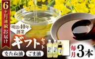 【6回定期便】一番搾りなたね油600ｇ×2 ＆ごま油250ｇ×1 ギフトセット【山下製油】 [NBE108] 油 あぶら 食用油 植物油 なたね油 菜種油 ごま油 ゴマ油 胡麻油 油  ギフト 贈物 プレゼント