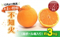 ＜12月より発送＞あまい柑橘!不知火 3kg(7・8玉または10・12玉)段ボール箱入り【1134445】