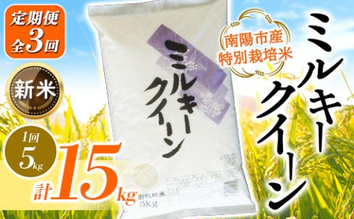 【令和8年産 新米 先行予約】 【金賞受賞農家】 《定期便3回》 特別栽培米 ミルキークイーン 5kg×3か月 《令和8年10月上旬～発送》 『あおきライスファーム』 山形南陽産 米 白米 精米 ご飯 農家直送 山形県 南陽市 [1613-R8] 2563623 - 山形県南陽市